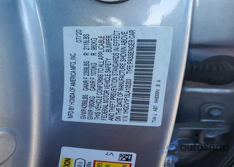 2020 Honda Accord Lx из США, поврежденный, VIN 1HGCV1F15LA105203